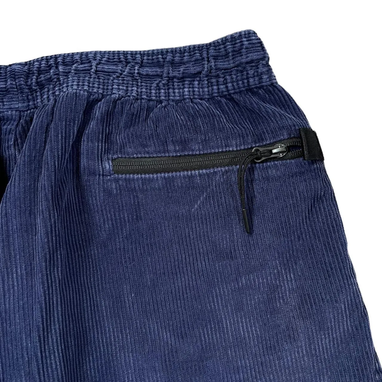 NIKE Embroidered Mini Logo Navy Blue Corduroy Cord Cropped Length Pants Trousers