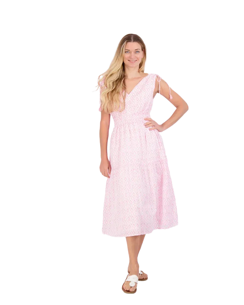 Noemi Ruched Shoulder Tie Maxi Dress