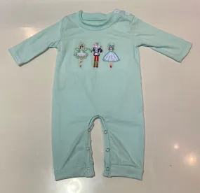 Nutcracker Embroidered Mint Romper