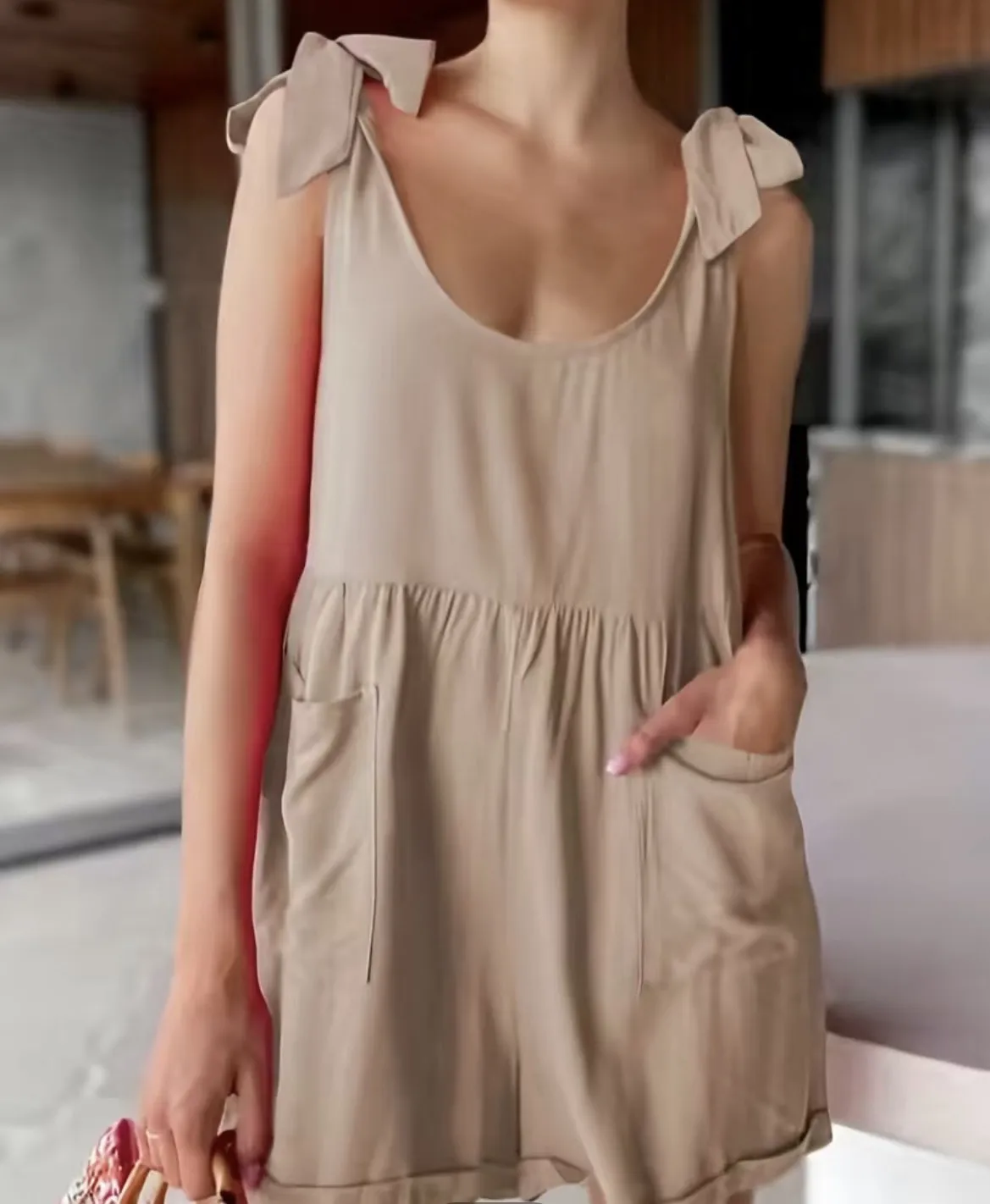 Oat Romper Bow Straps