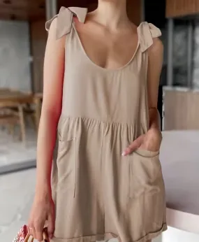 Oat Romper Bow Straps