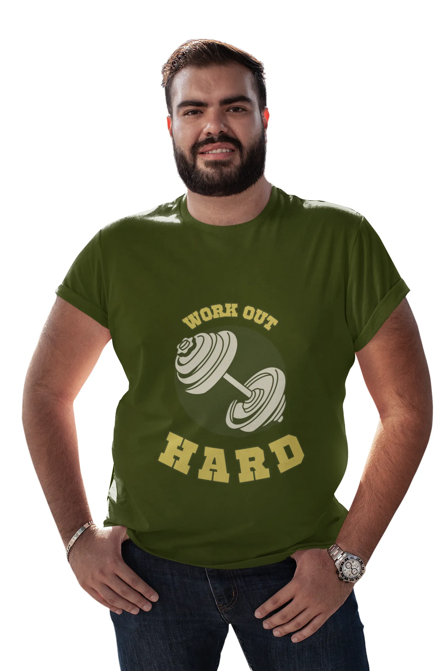 Olive Green Workout Plus-size T-Shirt