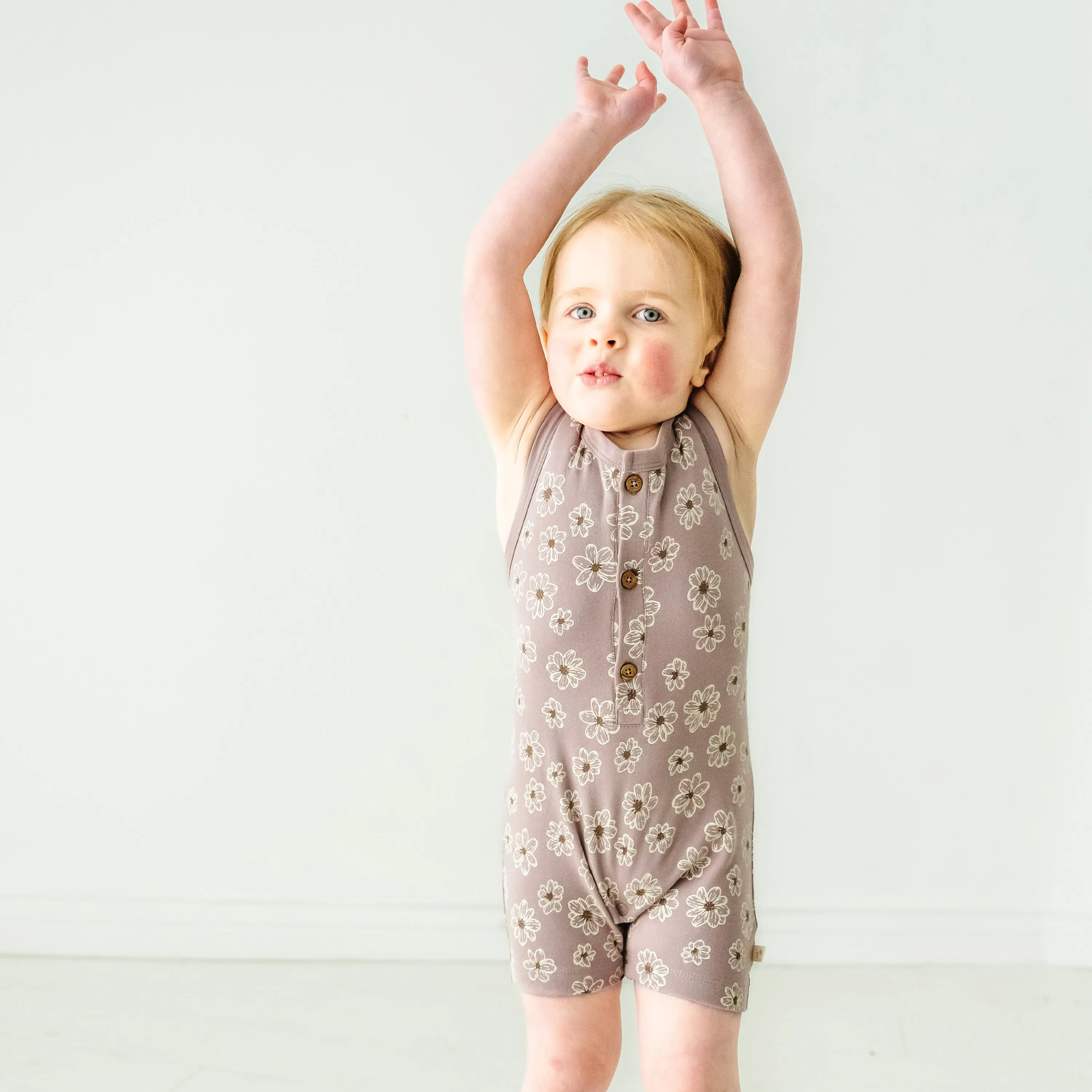 Organic Baby Short Romper - Daisies