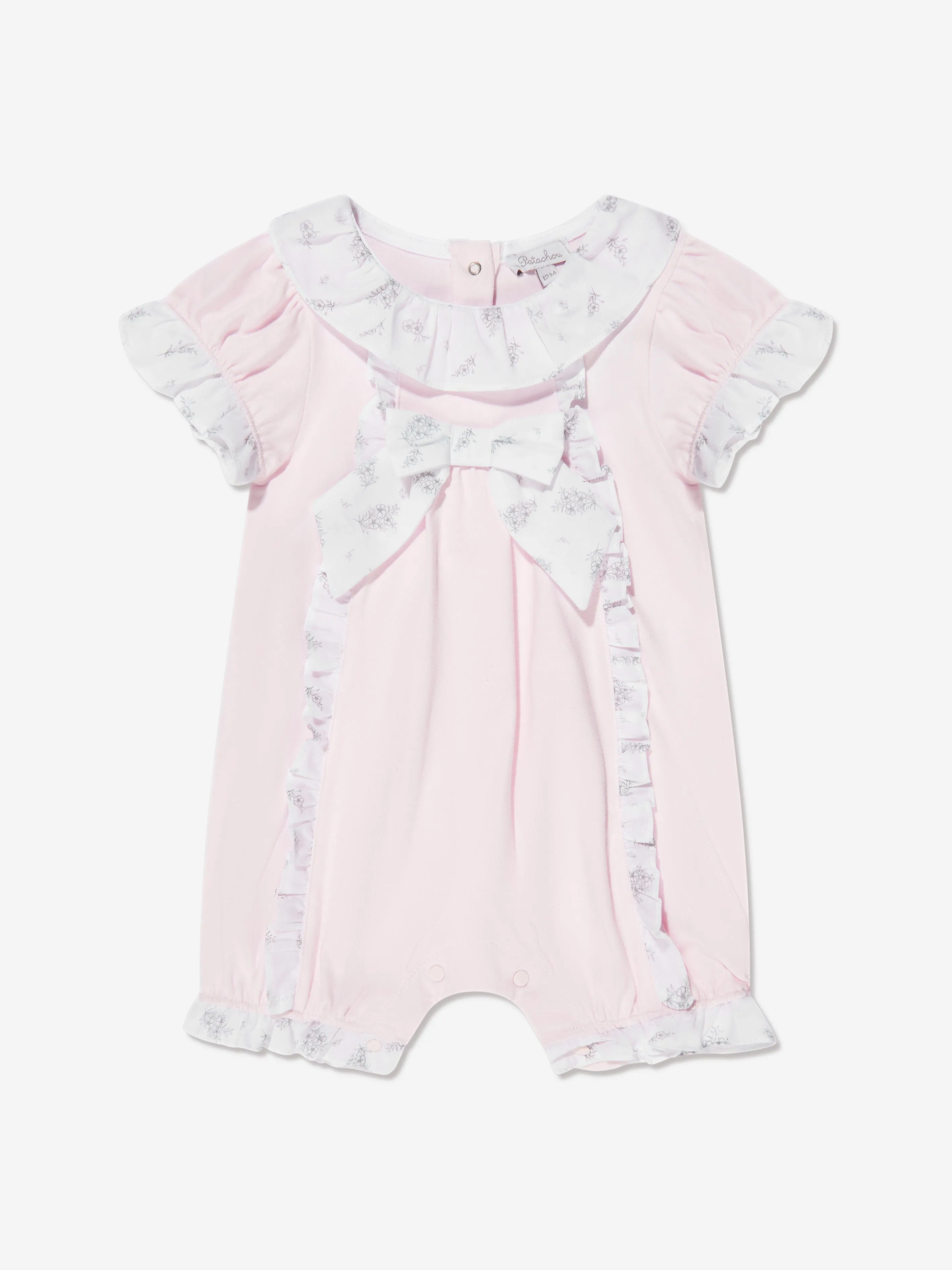 Patachou Baby Girls Frilly Bow Romper in Pink