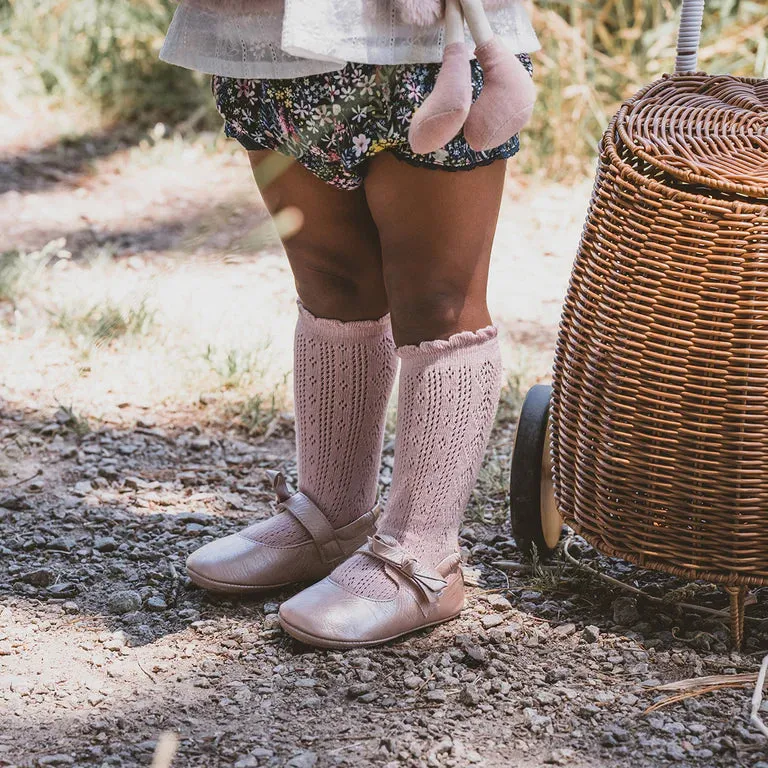 POINTELLE KNEE HIGH SOCKS - DUSKY PINK