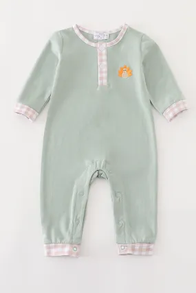 Premium Green Turkey Embroidery Boy Romper