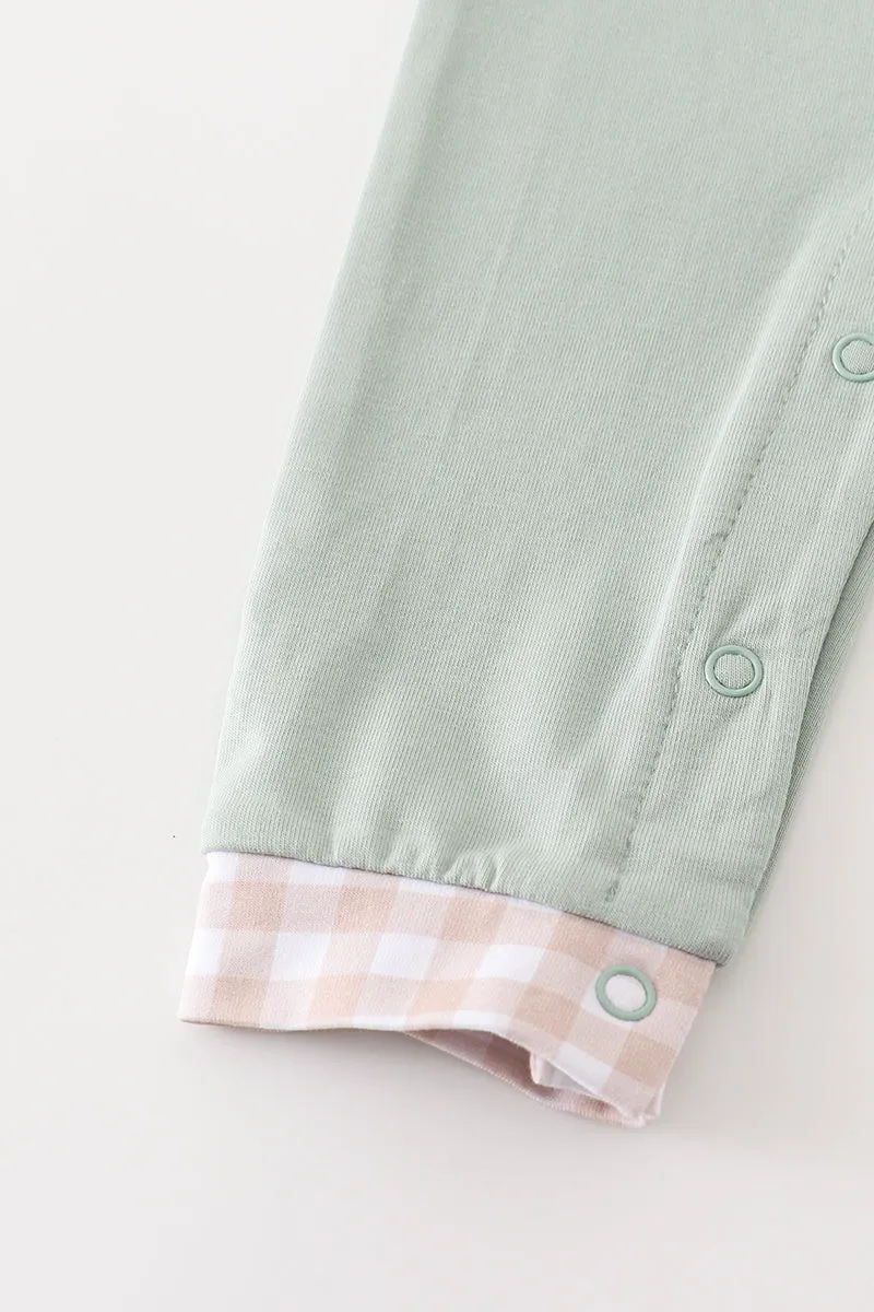 Premium Green Turkey Embroidery Boy Romper