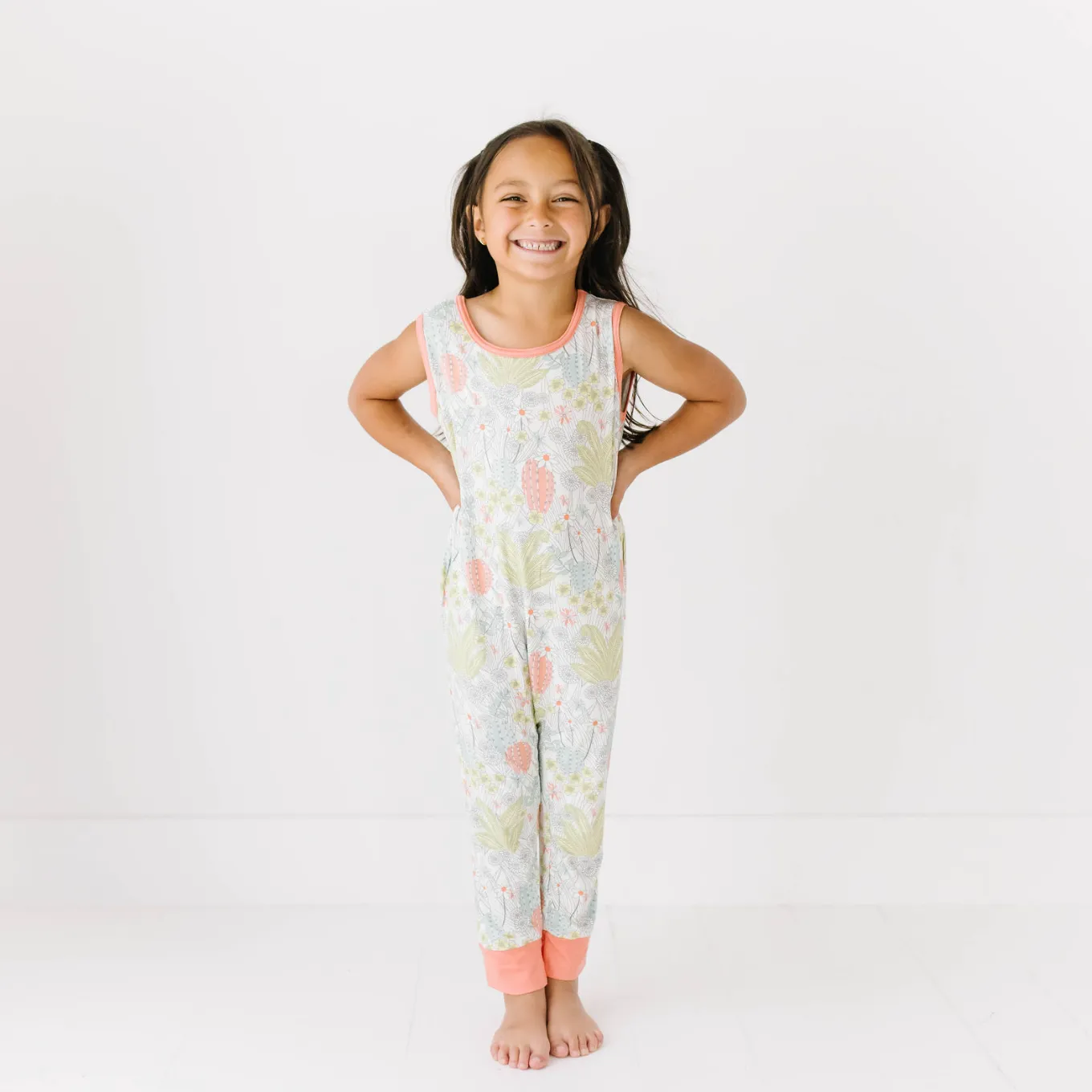 Prickly Petals Mini Ribbed Kid’s Sleeveless Romper