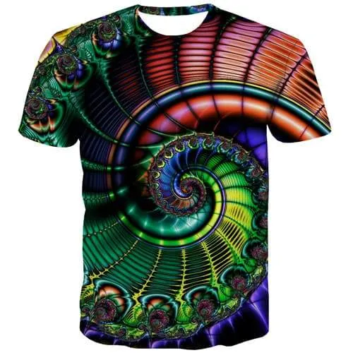 Psychedelic T-shirt Men Dizziness T shirts Funny Colorful Tshirts Casual Flower T-shirts 3d Vortex Tshirt Printed Short Sleeve