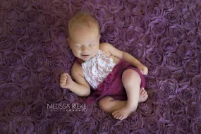 Purple Lace Front Mohair Knit Newborn Romper