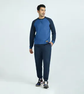 Quest French Terry Cotto-Blend Sweatshirt And Joggers Co-ord Set Atlas Blue
