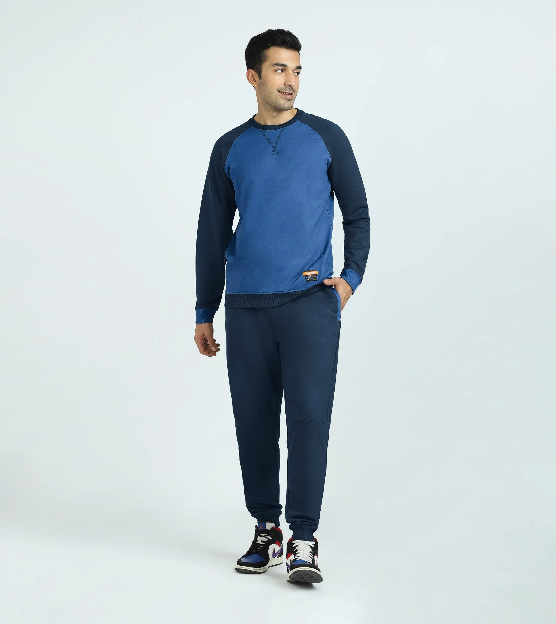 Quest French Terry Cotto-Blend Sweatshirt And Joggers Co-ord Set Atlas Blue