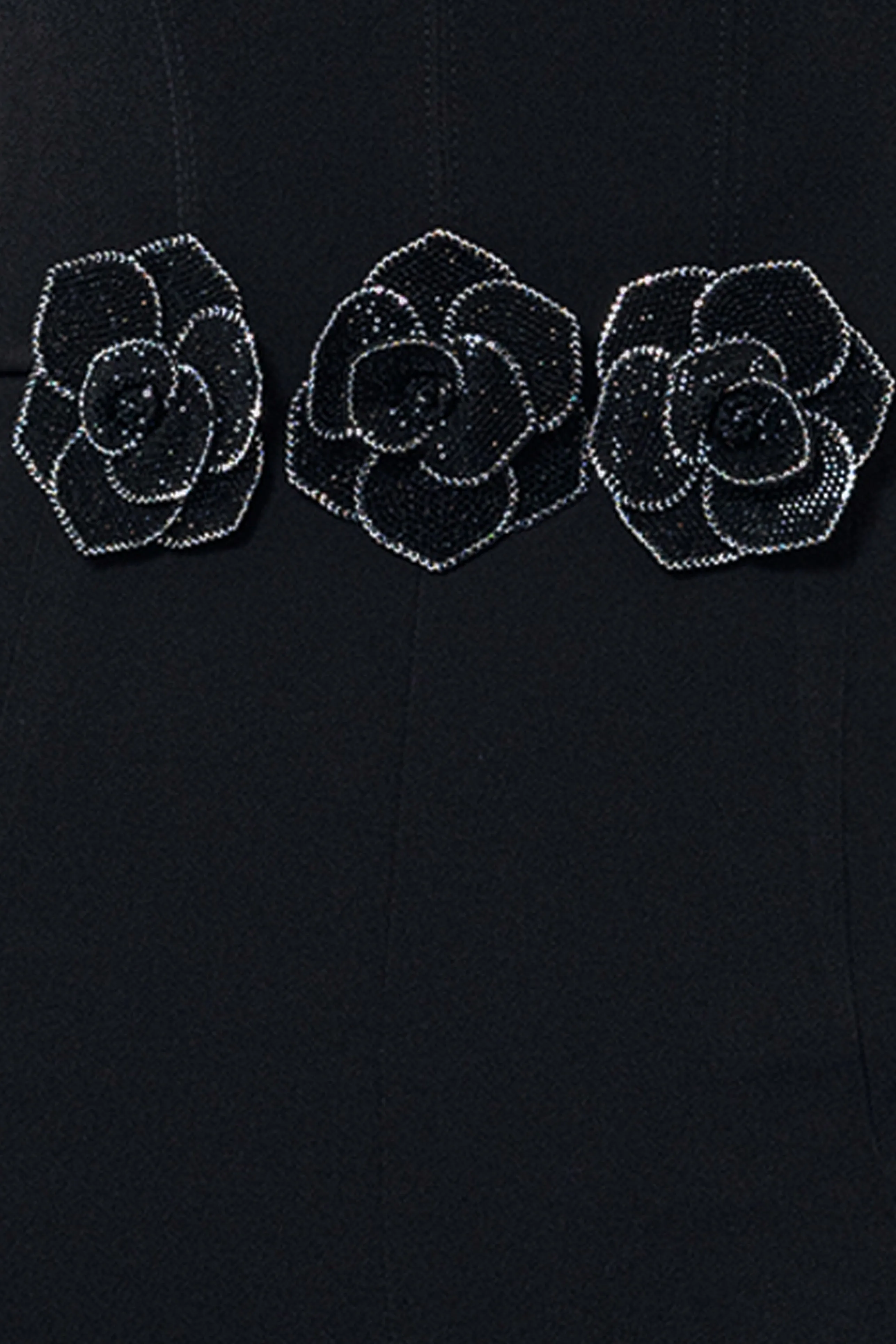 "Marleen" Long Scuba Crepe Jumpsuit with Flower Detailing