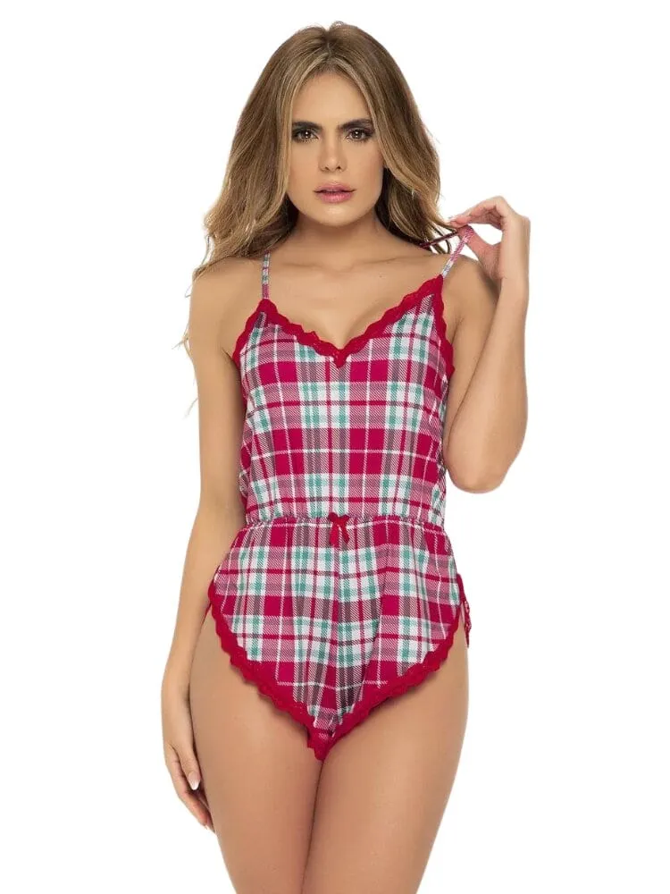 Red Plaid Holiday Romper