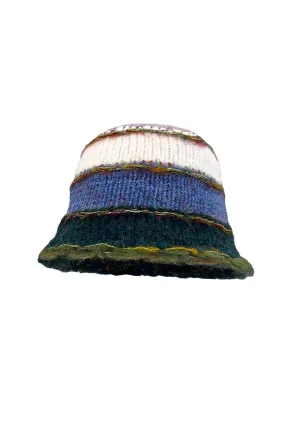 Retro Colorblock Striped Knit Bucket Hat