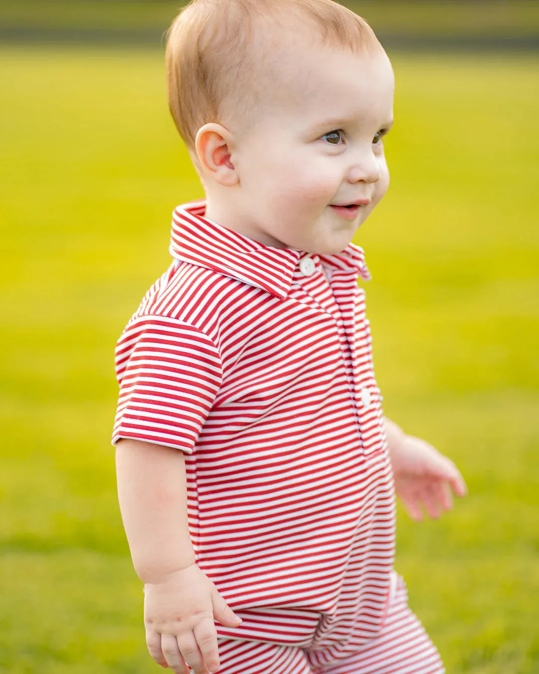 Rhett Romper - Red and White Stripe