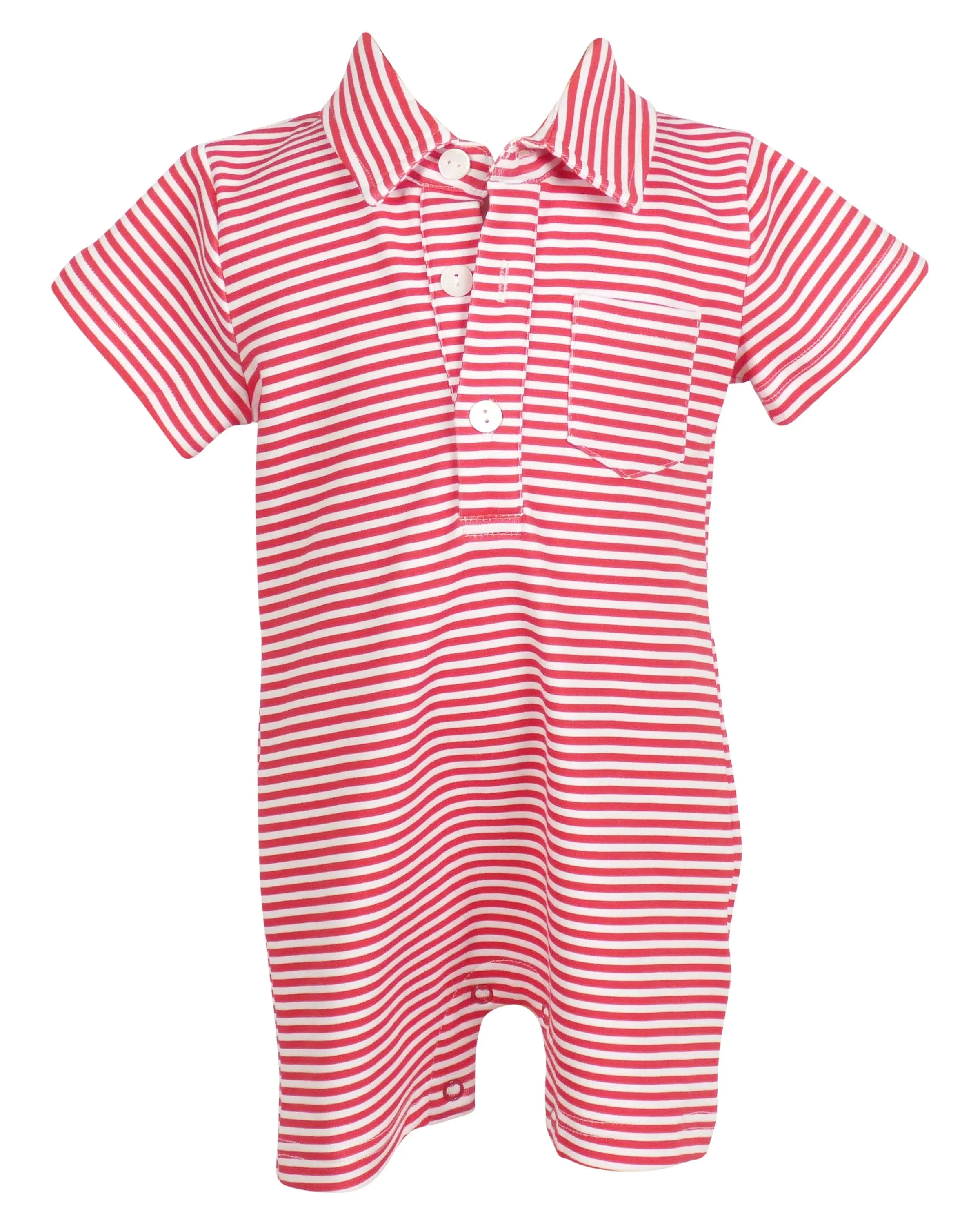 Rhett Romper - Red and White Stripe
