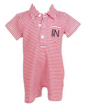 Rhett Romper - Red and White Stripe