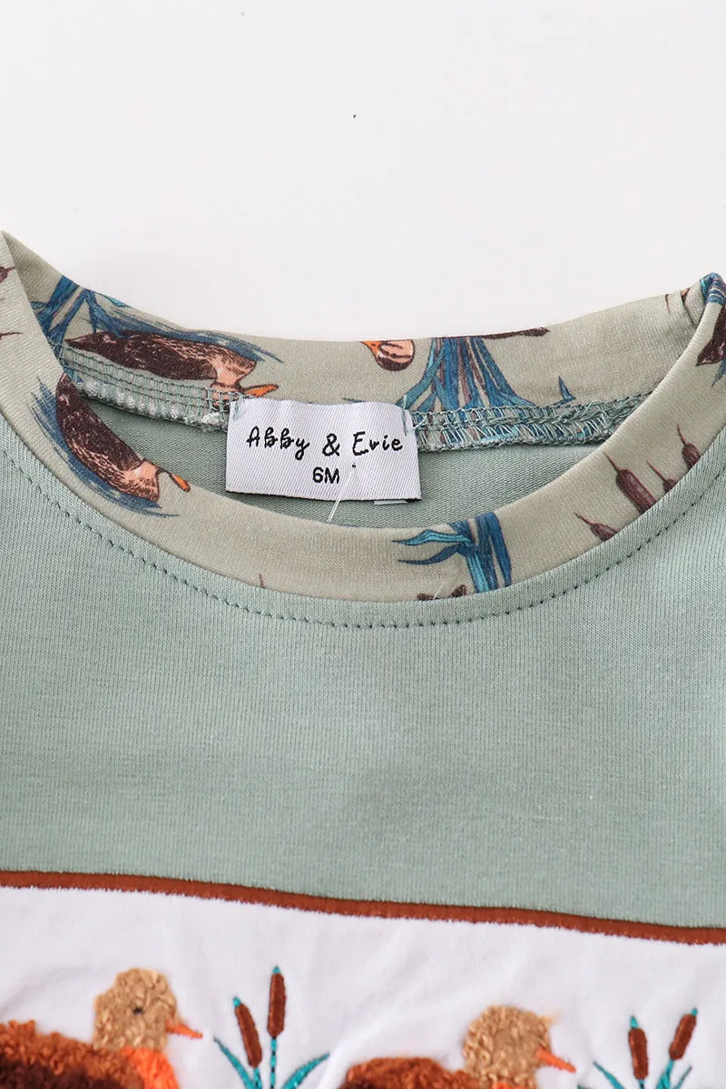 Sage duck french knot boy romper