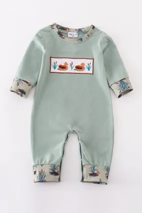 Sage duck french knot boy romper