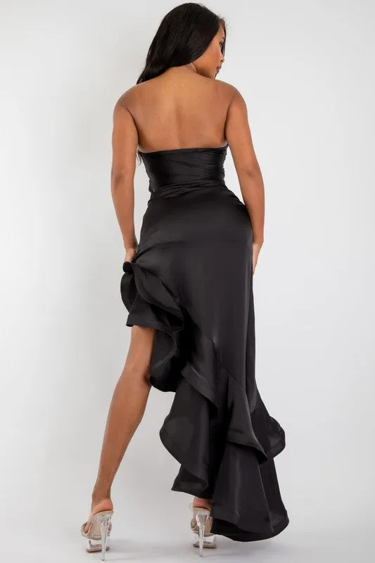 SAMBA - TUBE SATIN RUFFLE DRESS
