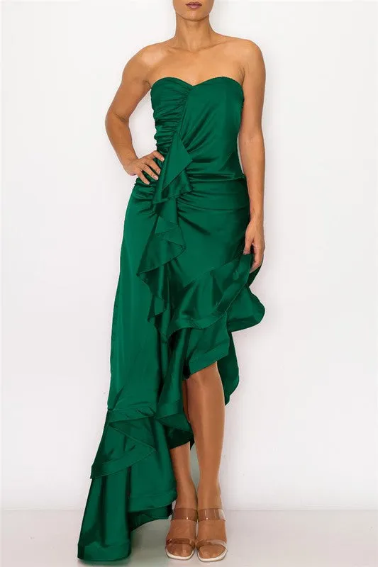 SAMBA - TUBE SATIN RUFFLE DRESS