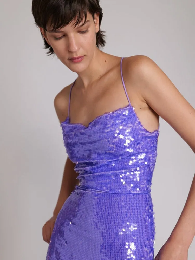 Sequin Strappy Open Back Maxi Dress