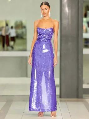Sequin Strappy Open Back Maxi Dress