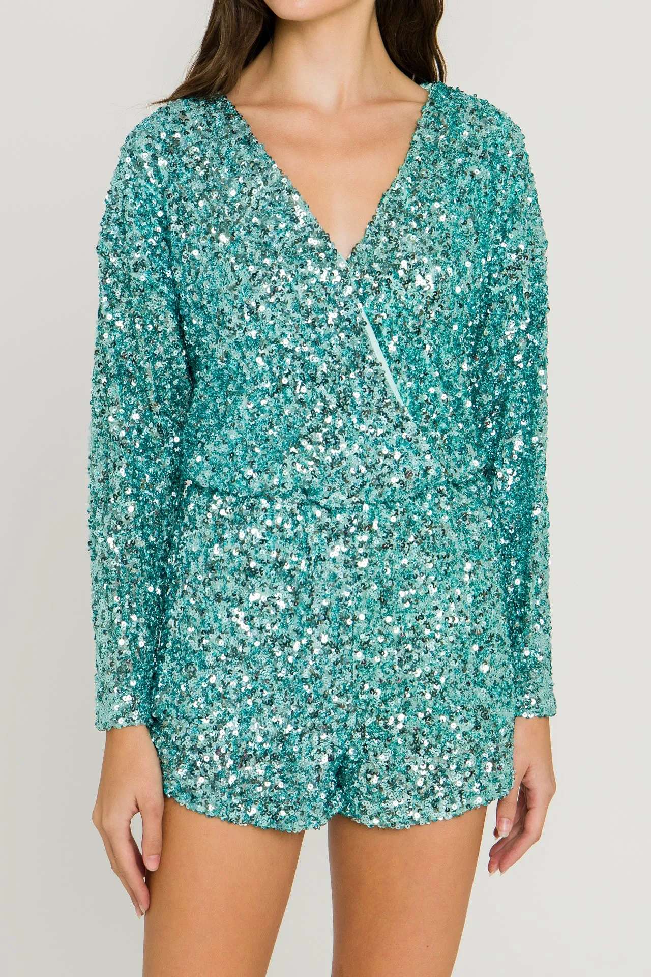 Sequin Wrap Romper