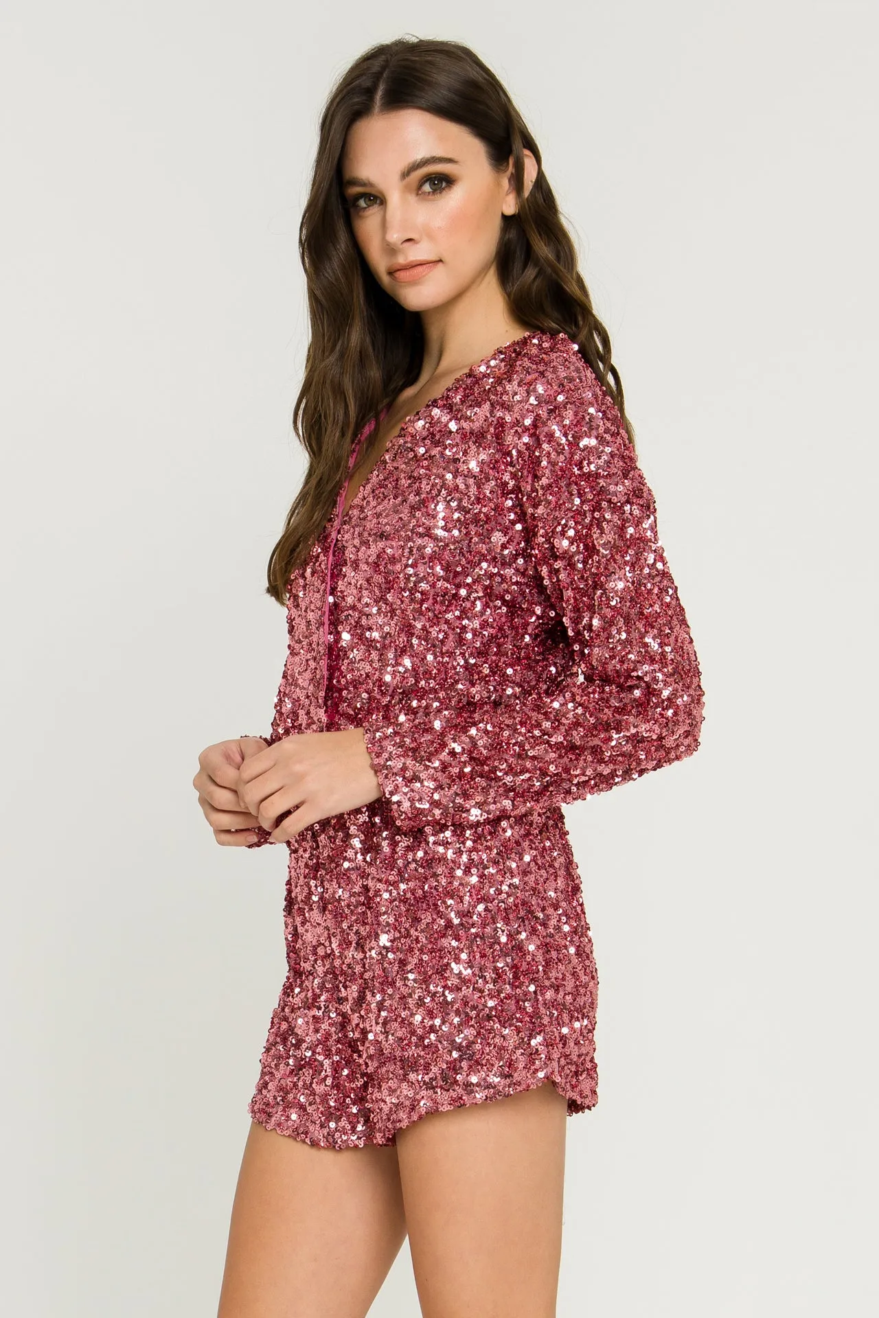 Sequin Wrap Romper