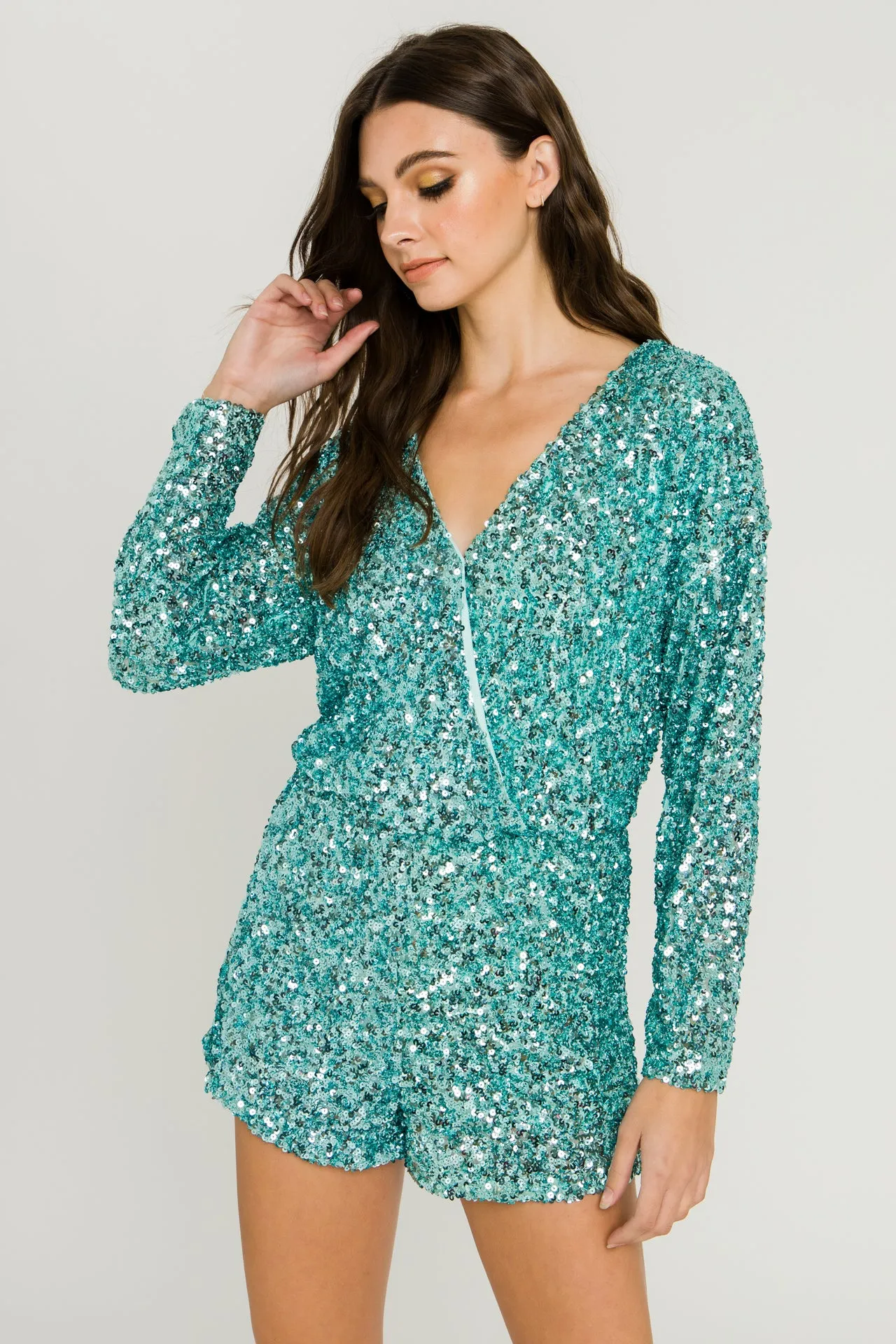 Sequin Wrap Romper