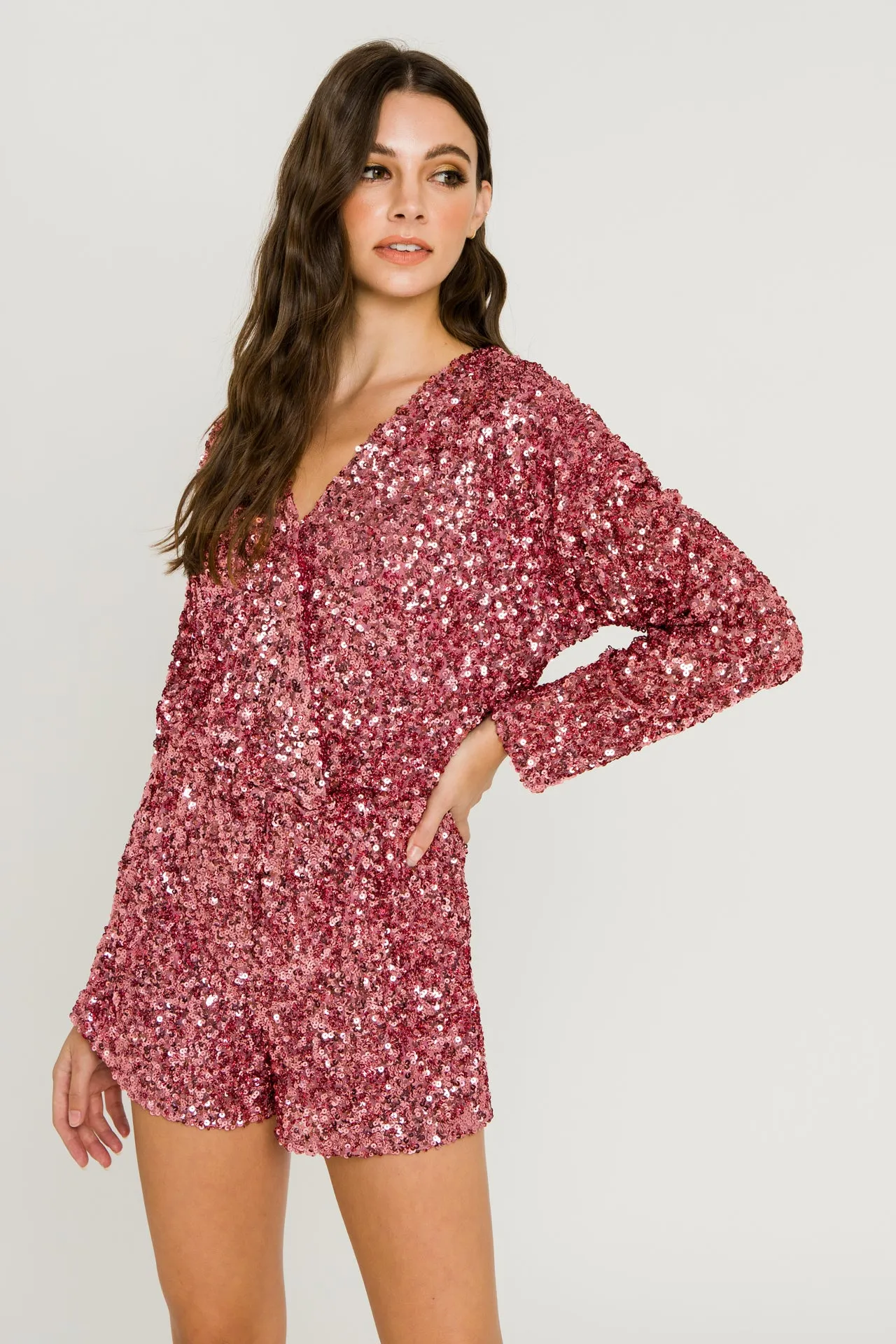 Sequin Wrap Romper