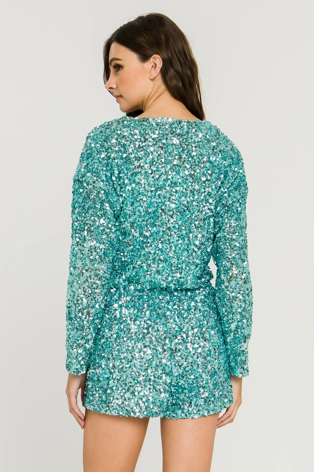 Sequin Wrap Romper