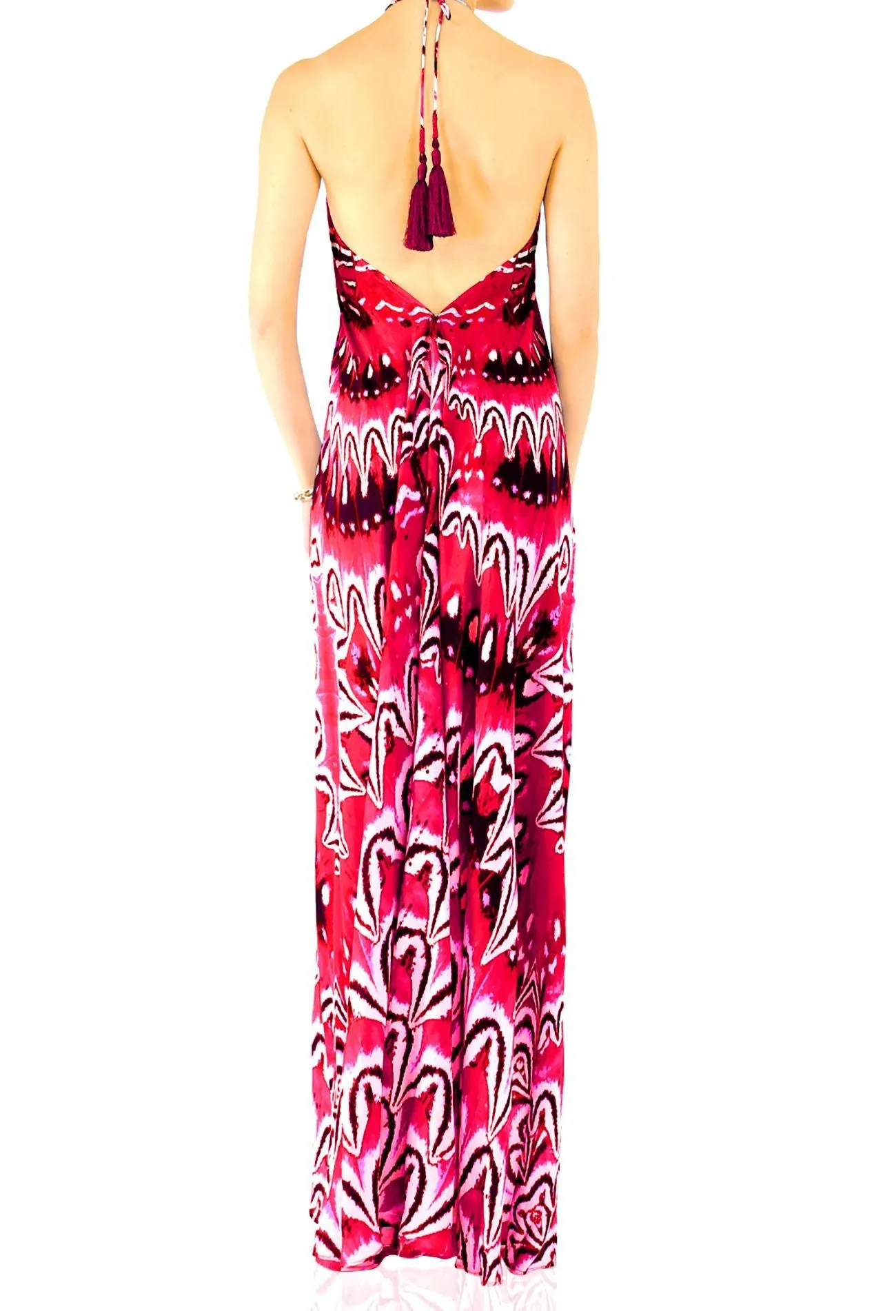Sexy Pink Dress With Halter Neckline