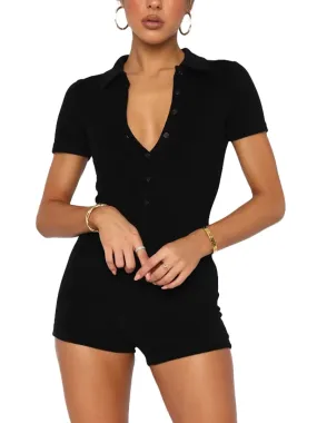 Short Sleeve Button Down Y2K Romper