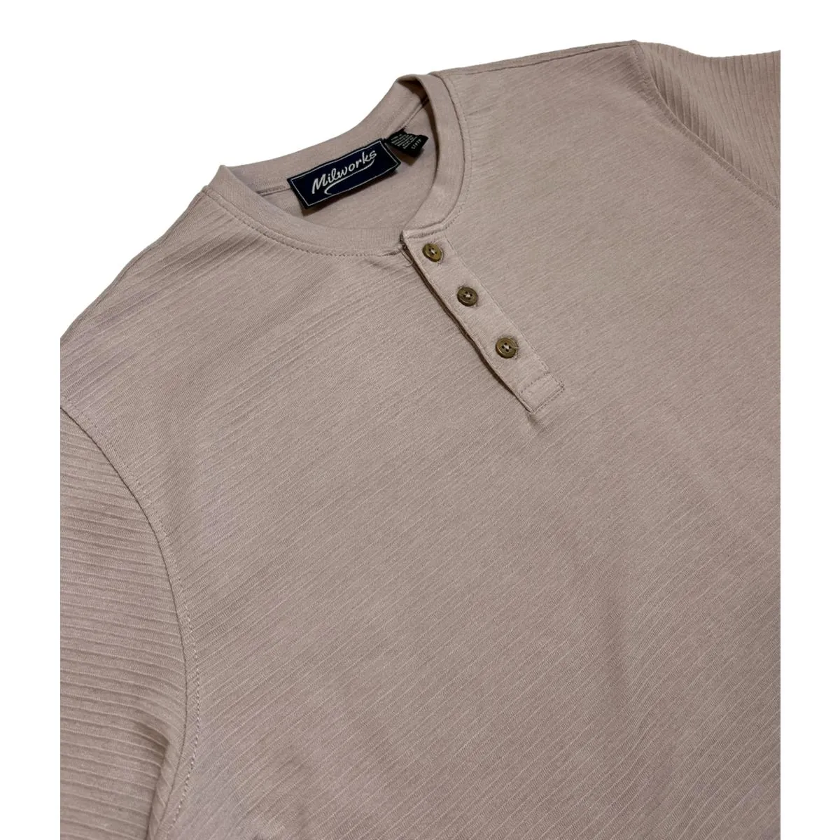 Short Sleeve Henley Dusty Cream