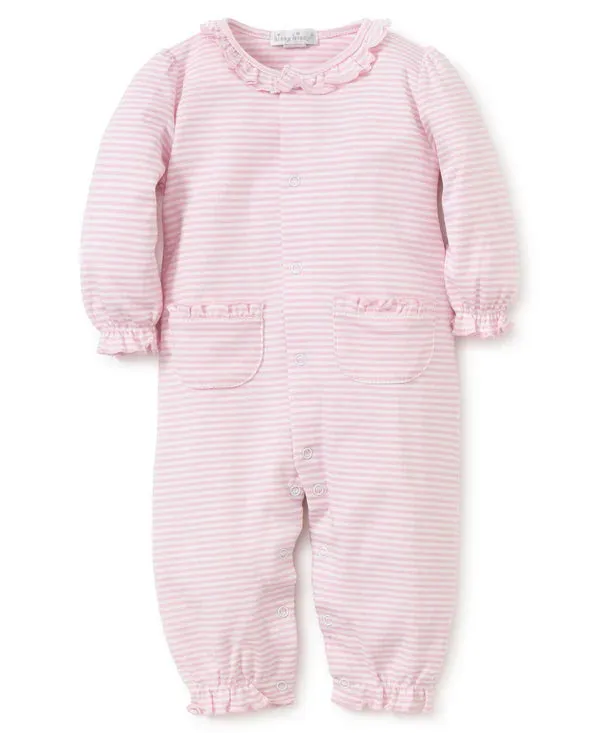 Simple Stripes Ruffle Playsuit- Pink