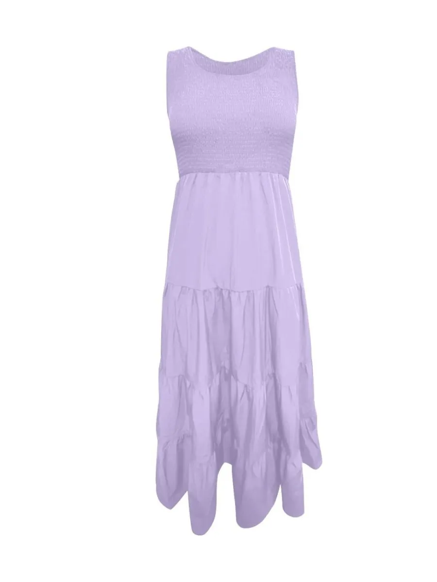 Sleeveless Maxi Dress - Tiered and Smocked