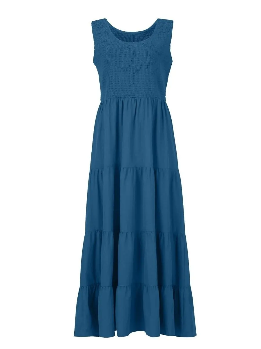 Sleeveless Maxi Dress - Tiered and Smocked