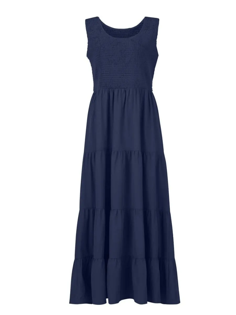 Sleeveless Maxi Dress - Tiered and Smocked