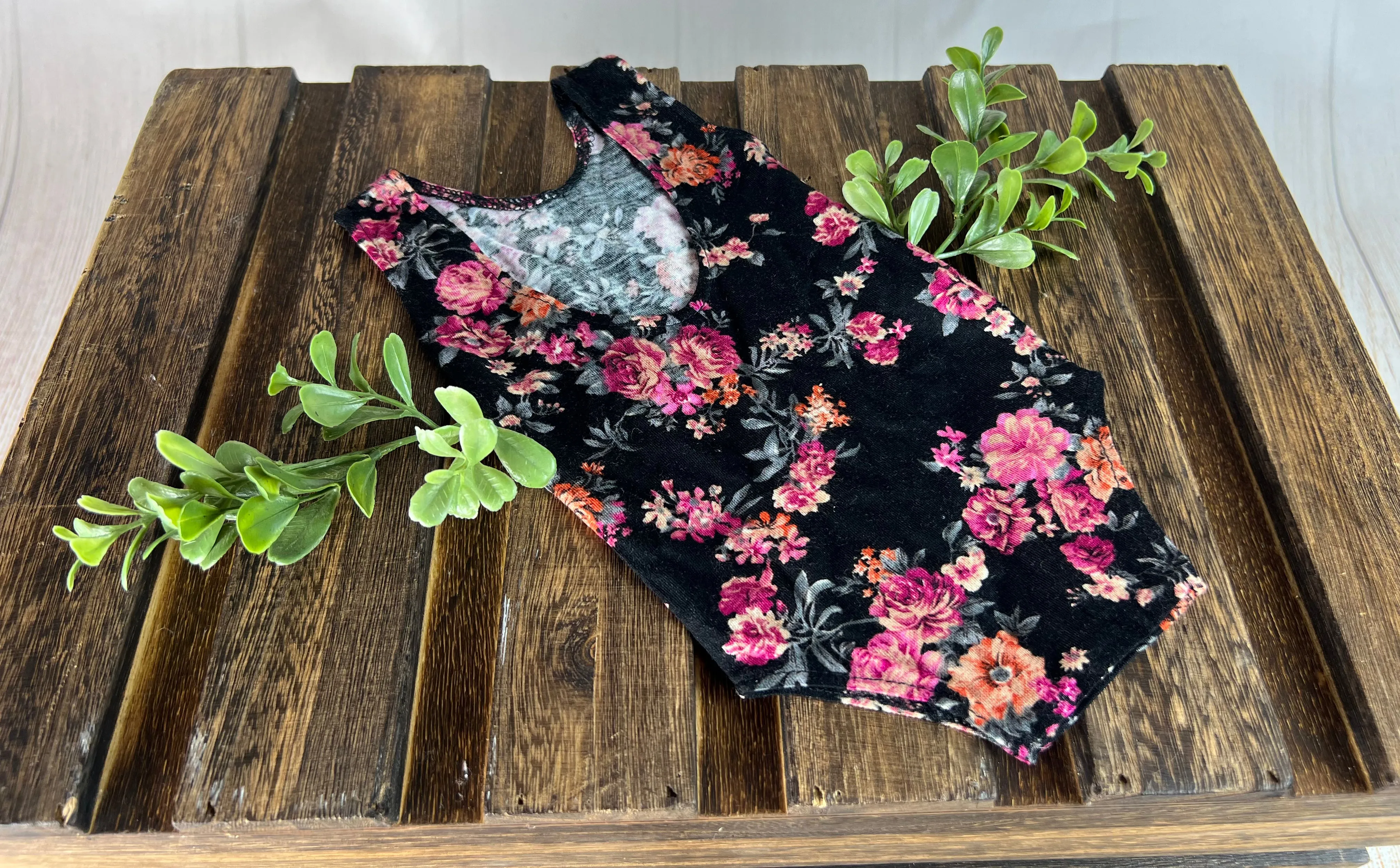 Sleeveless Stitch Romper- Floral 3 -