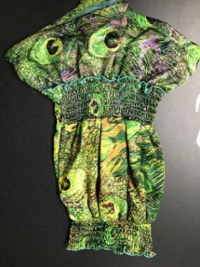 SMOCKED ROMPER JUNGLE PEACOCK