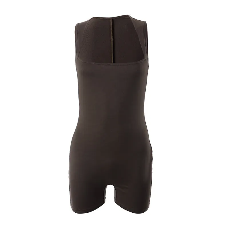 Solid Color High Waist Tight Sports Yoga Romper