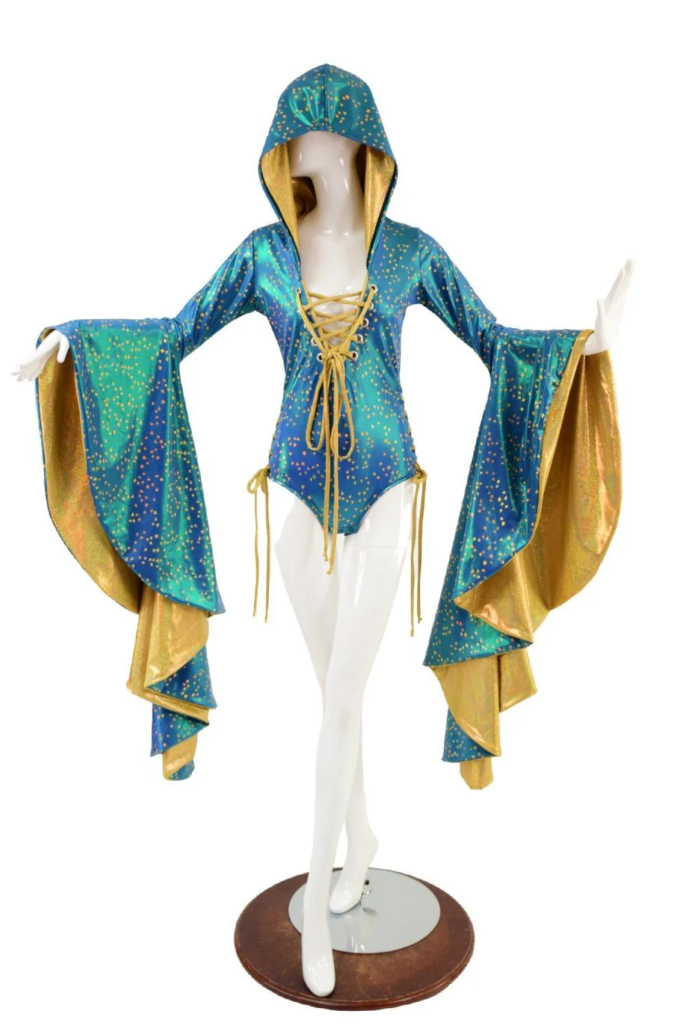 Sorceress Sleeve Romper with Laceups and Crotch Snaps