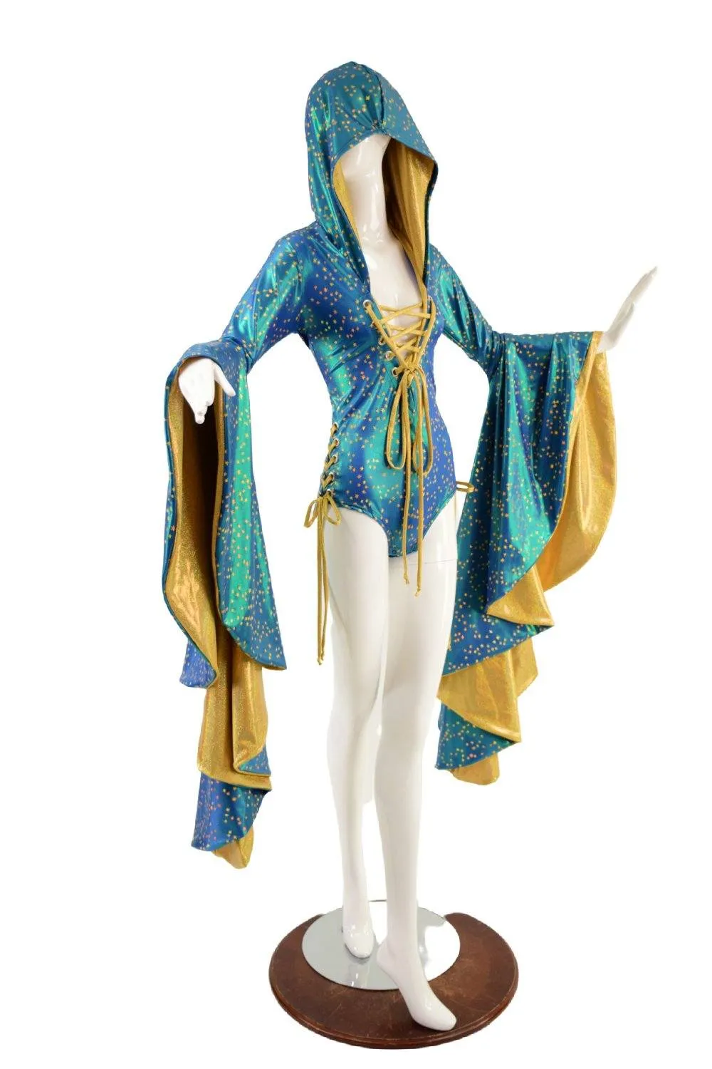 Sorceress Sleeve Romper with Laceups and Crotch Snaps