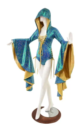 Sorceress Sleeve Romper with Laceups and Crotch Snaps