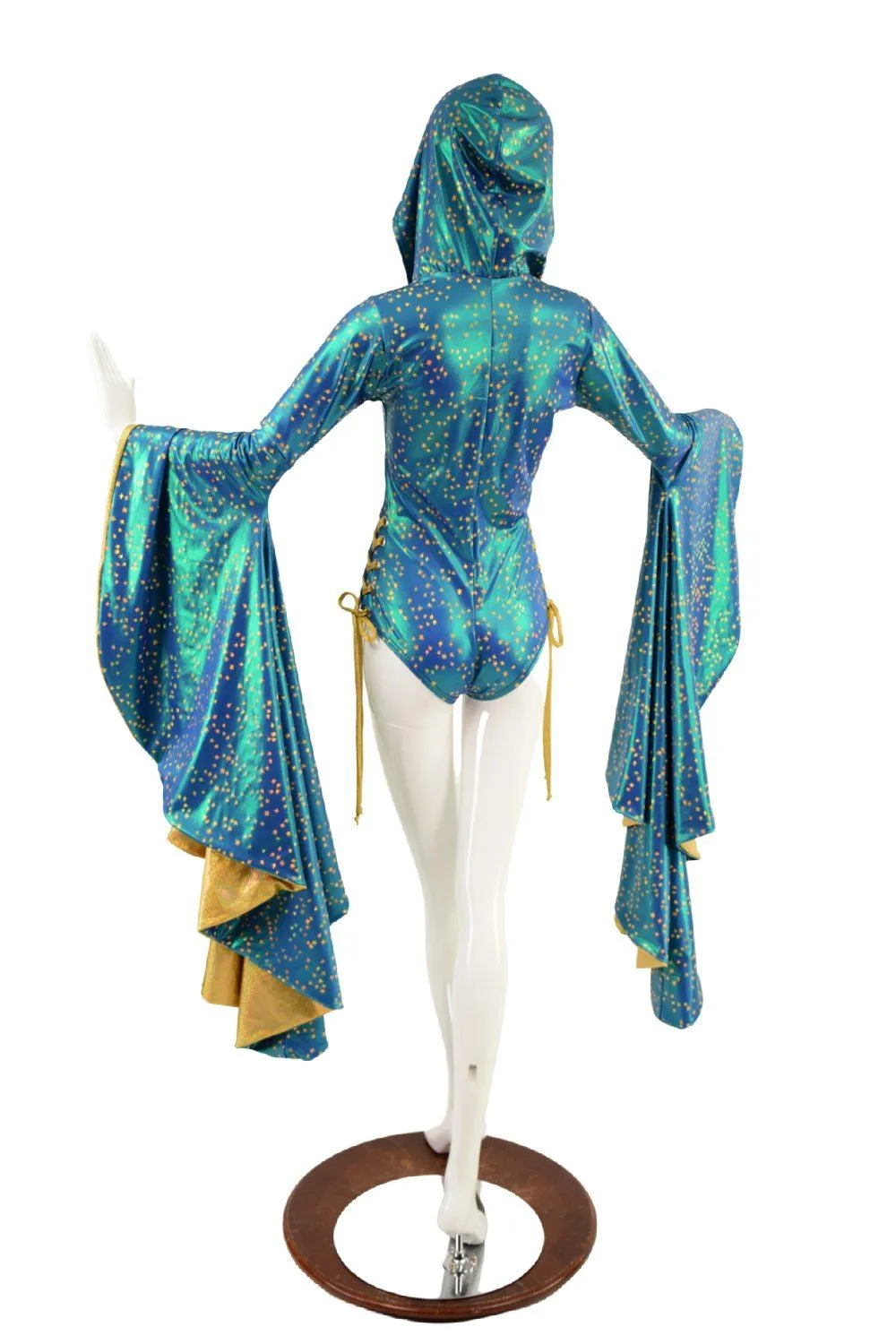 Sorceress Sleeve Romper with Laceups and Crotch Snaps