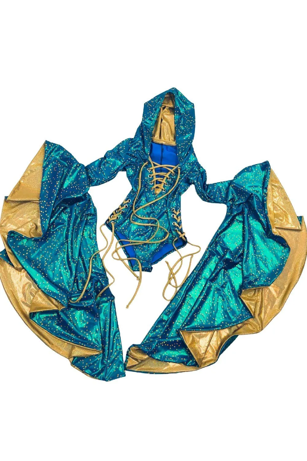 Sorceress Sleeve Romper with Laceups and Crotch Snaps