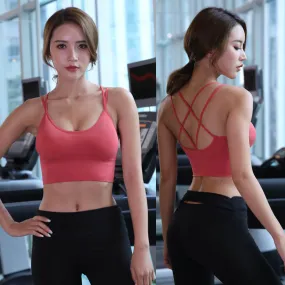 Sports Bra Plain Back Cross Underwear Tank Tops