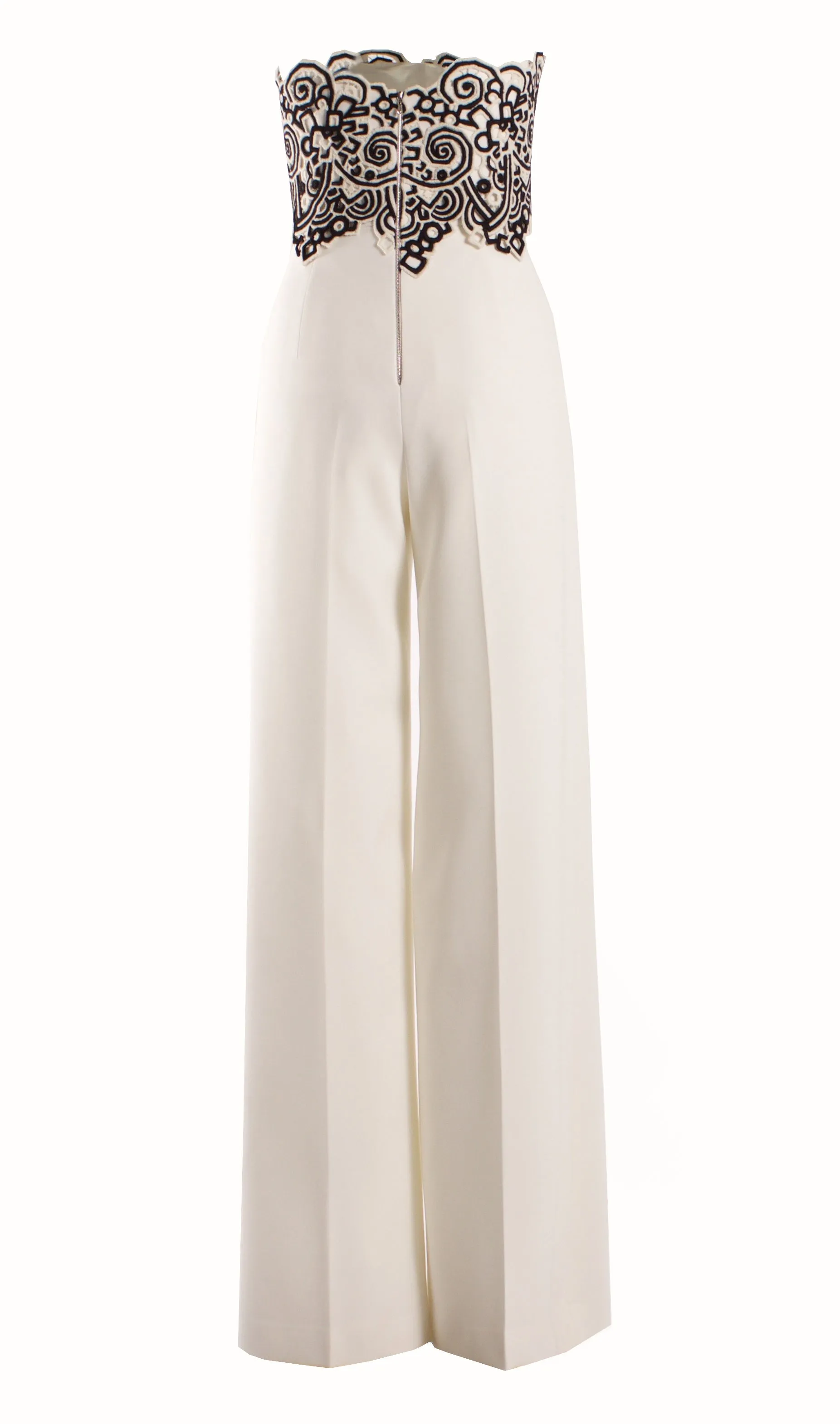 STRAPLESS JUMPSUIT WITH MACRAME DETAIL